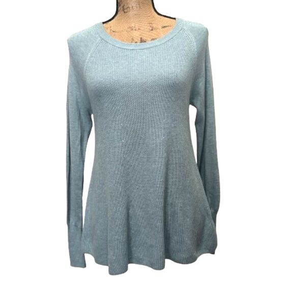 Cabi #5133 Blue Sky Swing Sweater Ribbed Knit Turquoise Feminine Size Small - Picture 2 of 6